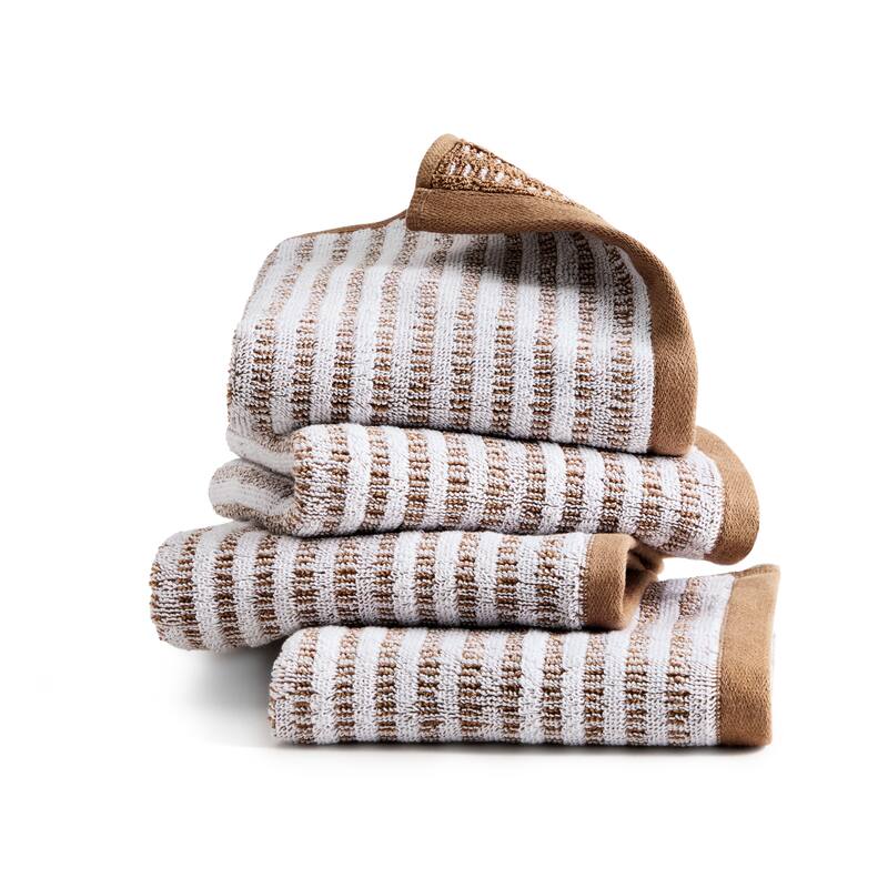 TOWN & COUNTRY PLAY 4-Piece Striped Reversible Terry Brights Washcloth Set, 13x13-Inch, 100% BCI Cotton - 13"x13"
