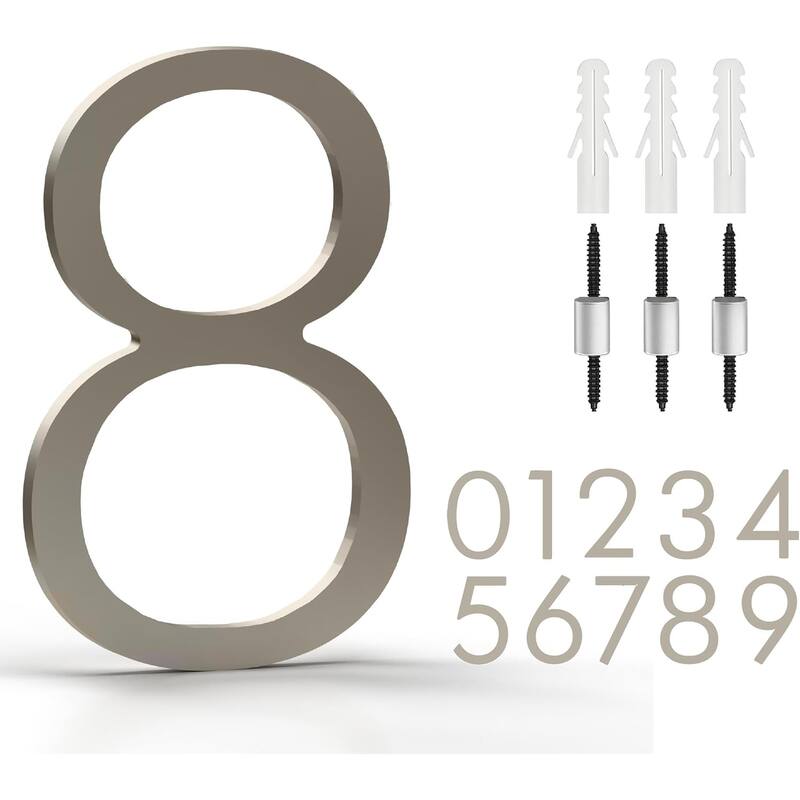 Mega Handles Modern Metal House Numbers | Heavy Duty Outdoor Address Digits | Easy to Install, Floating or Flush Mount Design