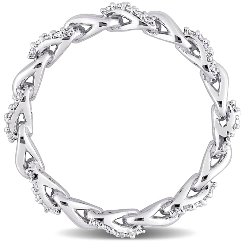 Miadora 10k White Gold 1/4ct TDW Diamond Stackable Link Eternity Ring