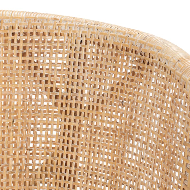 SAFAVIEH Brando Solid Wood Rattan 30-inch Seat Height Bar Stool (Fully Assembled) - 22.3" W x 20.5" L x 39" H