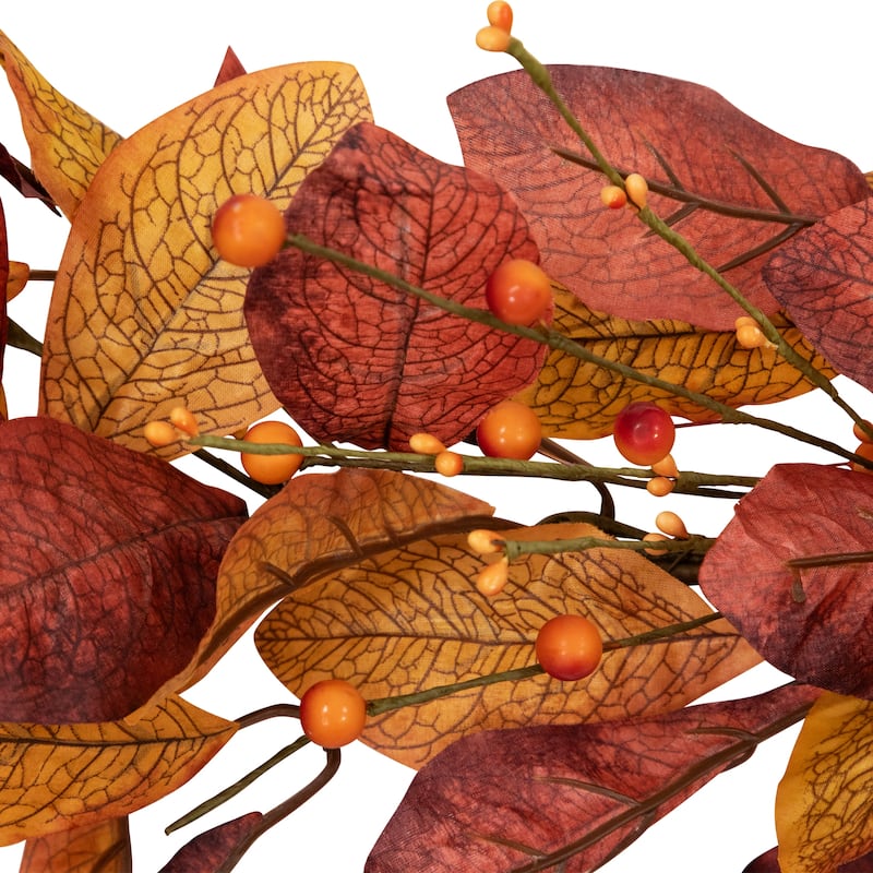 5'x8" Berries Orange Red Leaves Artificial Fall Harvest Garl, Unlit