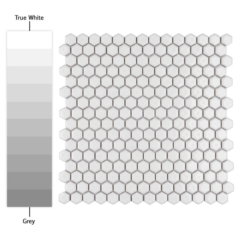 Merola Tile Colmena Hex Glossy White 11-1/2" x 11-5/8" Porcelain Mosaic Floor and Wall Tile