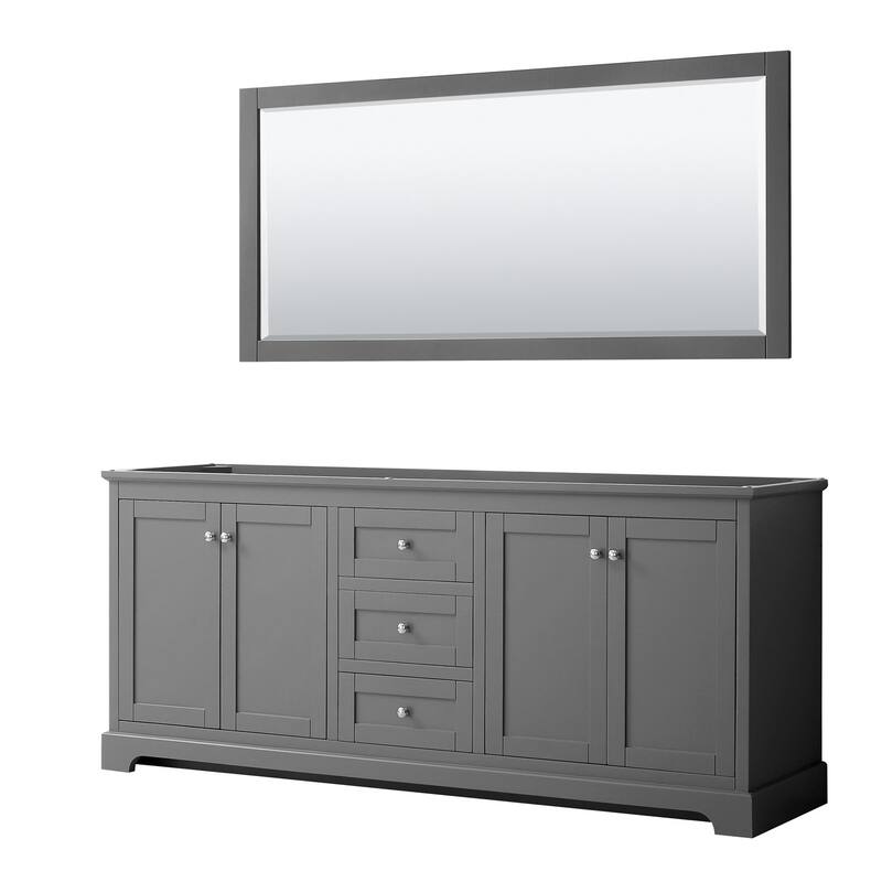 Wyndham Collection Avery 80" Double Free Standing Vanity Cabinet - - Dark Gray / Polished Chrome Hardware