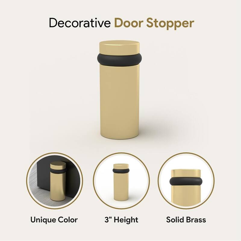 Mega Handles Round Floor Mounted Door Stopper – Solid Brass Decorative Door Wall Protector with Mounting Kit Included