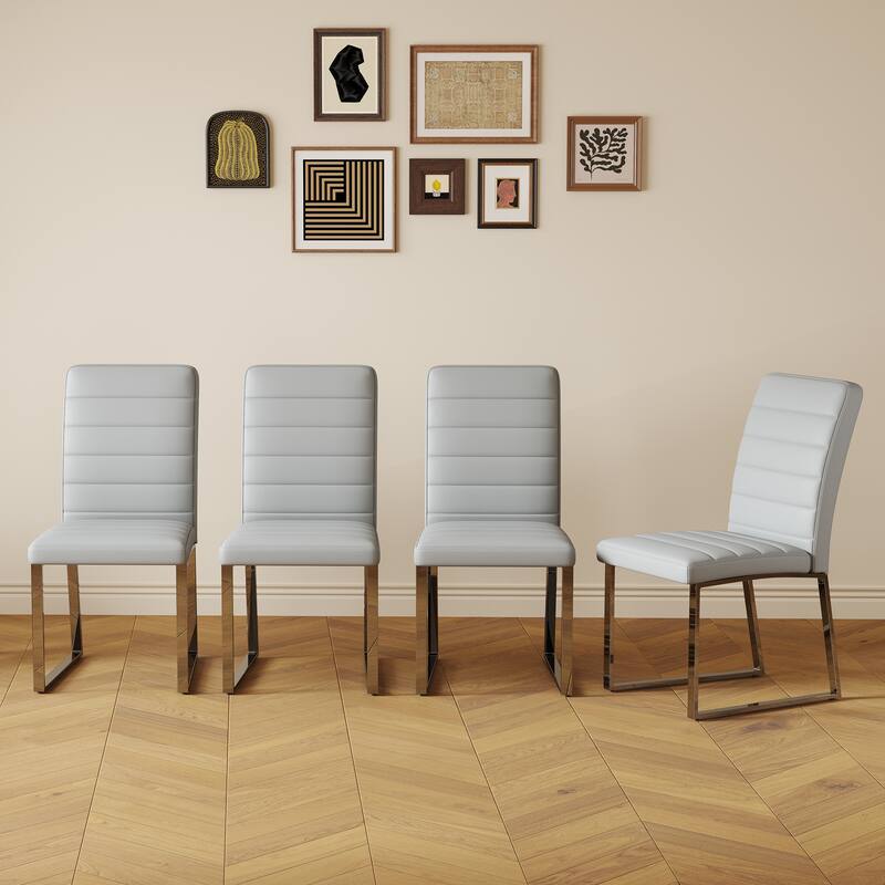 4PCS Iron Frame PU Dining Chairs