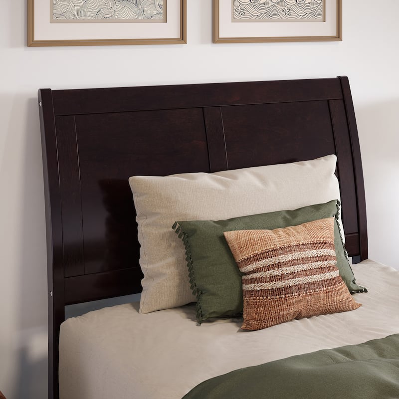 Valencia Solid Wood Low Profile Sleigh Platform Bed with Matching Footboard