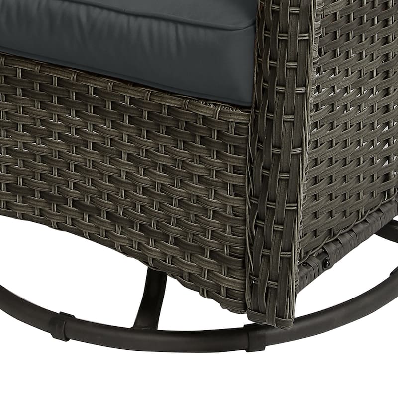 Outdoor Patio Woven Rattan Swivel Rocking Chair with Cushions