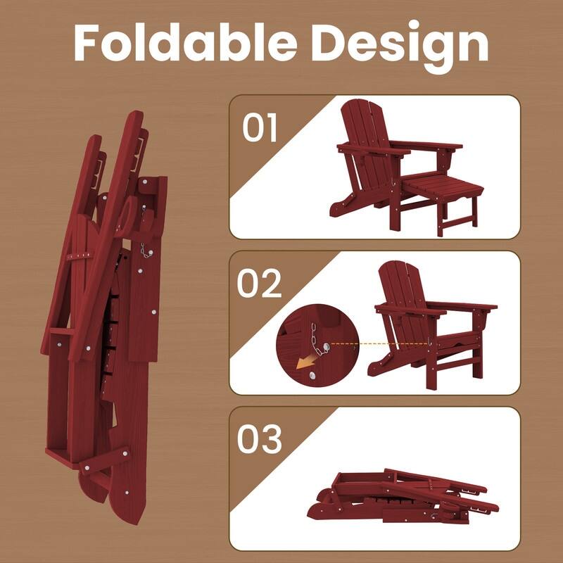 Folding Outdoor Chair with 3-Position Reclining Backrest & Telescoping Footrest