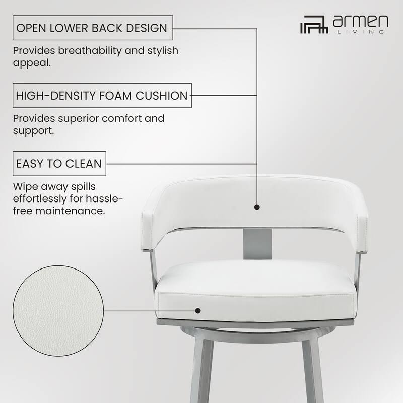Lorin Upholstered Swivel Counter/Bar Stool in Faux Leather with Arms