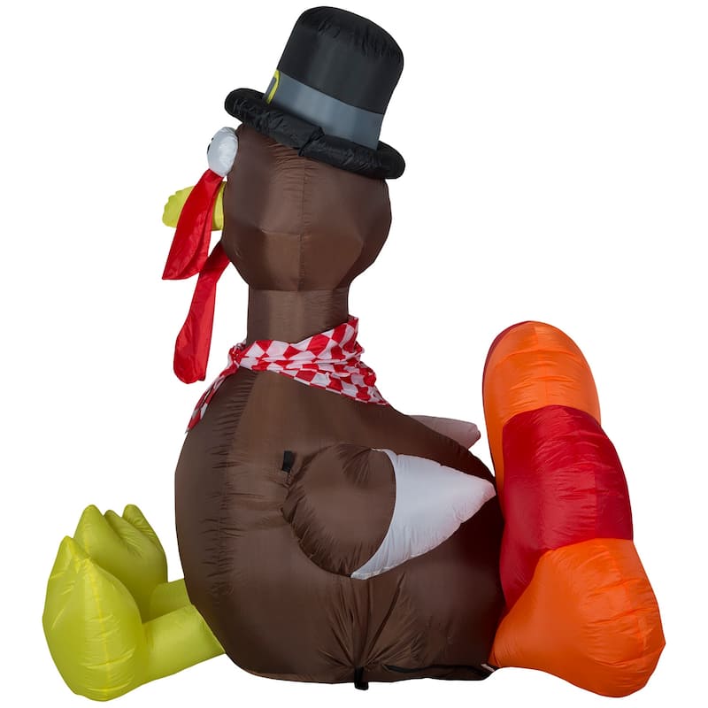 Gemmy Thanksgiving Inflatable Turkey, 6 ft Tall, Multi