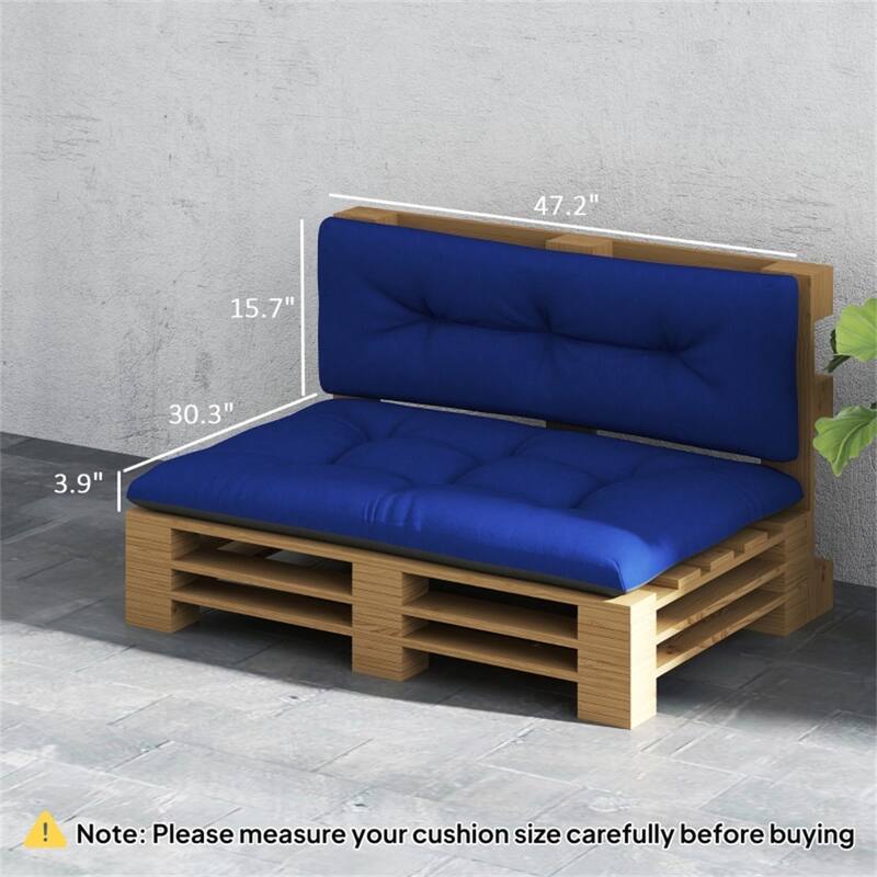 Two Piece Outdoor Indoor Bench Cushion Set Seat and Back 47 Inch Polyester Tufted Cushions - 47.2" L x 30.3" W x 3.9" H