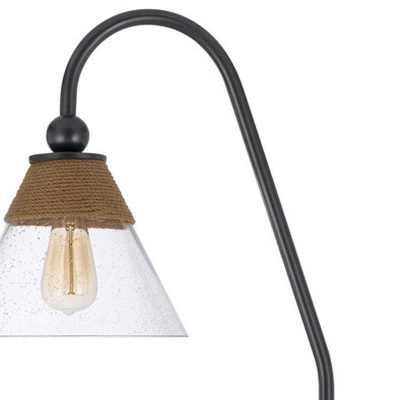 71-inch Brown Traditional Floor Lamp with Clear Glass Empire Shade - 71.25" x 20.5" x 12"