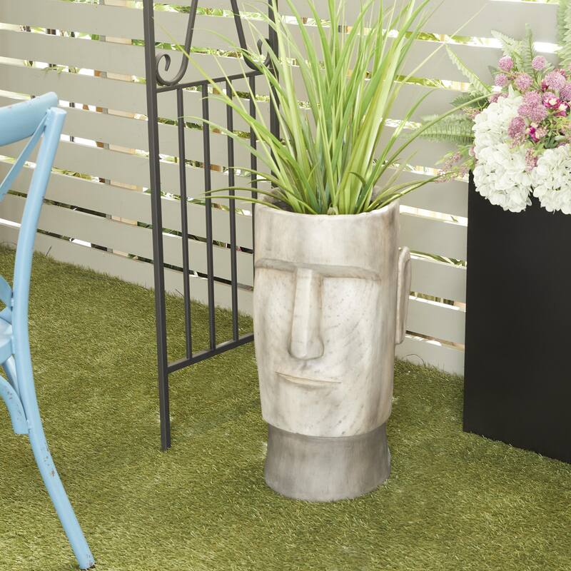 Magnesium Oxide Easter Island Head Indoor Outdoor Planter - Brown or Dark Gray - Roche River Decor