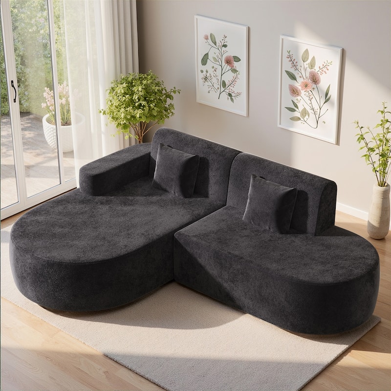 EROMMY Corner Sofa, Modern L-Shaped Sectional Couch with Chaise Lounge, Deep Seat Soft Upholstered Sofa for Living Room Bedroom.