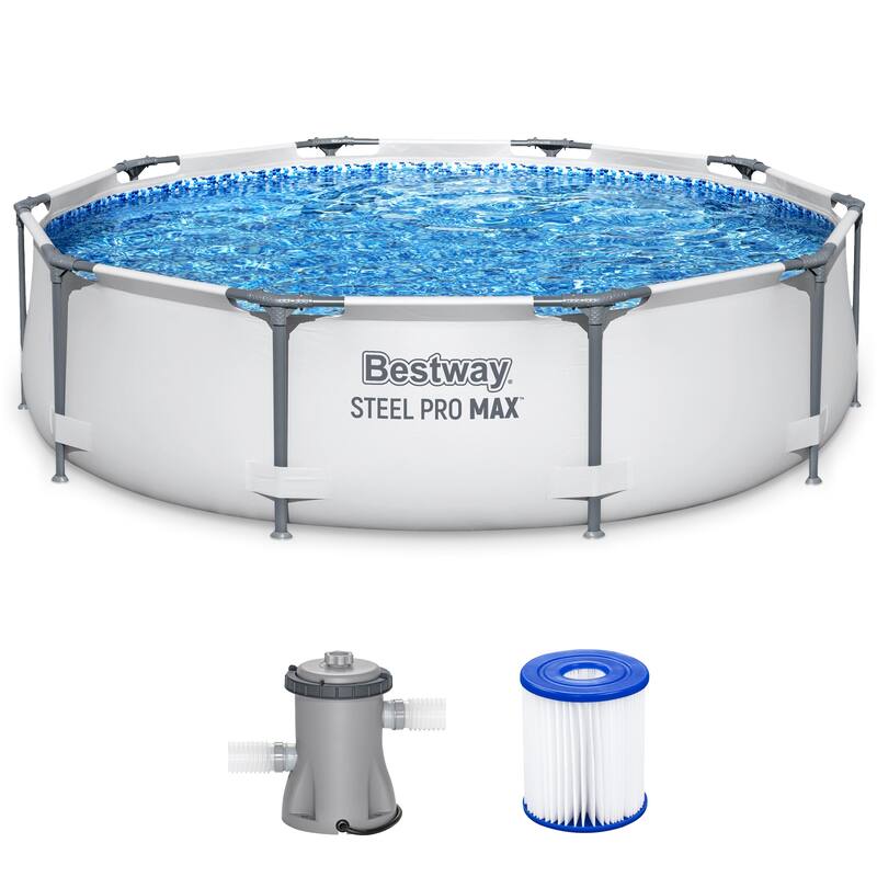 Bestway Steel Pro MAX 10'x30" Round Above Ground Outdoor Swimming Pool with Pump - 10ft. X 30in.