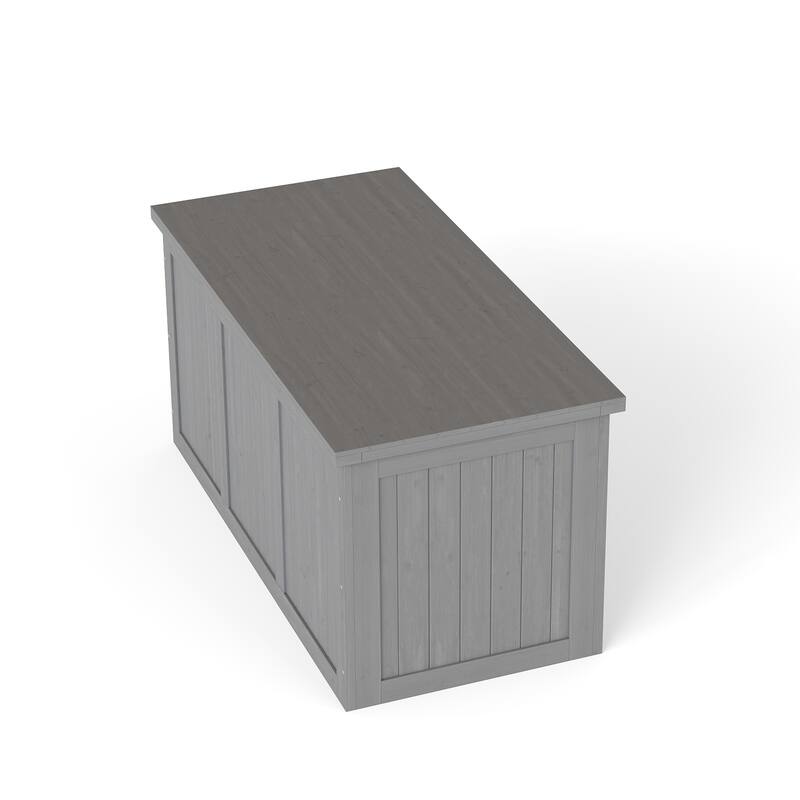 67 Gallon Wooden Deck Box Solid Wood Storage Box Seat & Table Top for Patio Furniture Cushions, Pool Toys & Garden Tools