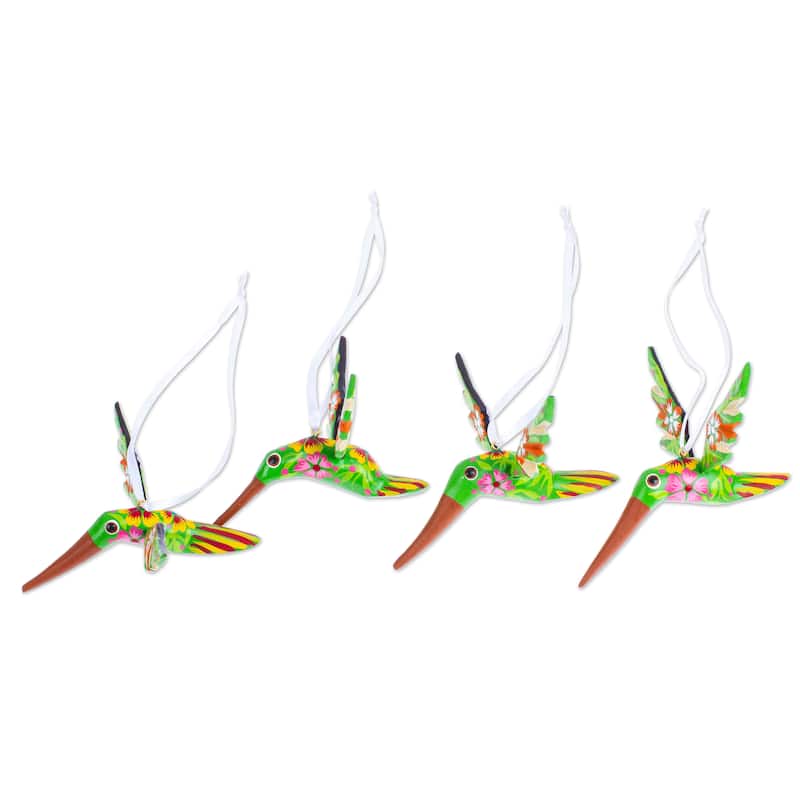 Novica Handmade Kiwi Flutter Wood Ornaments (Set Of 4)