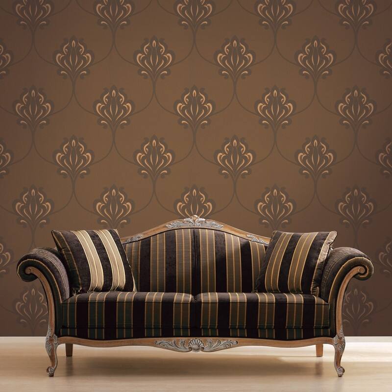 Decorline Orfeo Brown Nouveau Damask Wallpaper