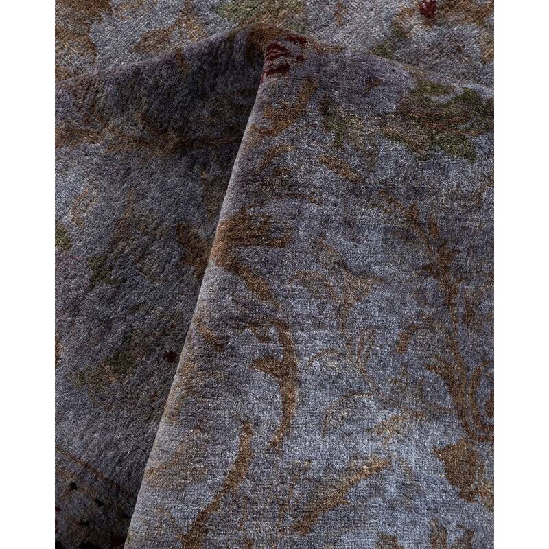 Overton Hand Knotted Wool Vintage Inspired Modern Contemporary Overdyed Purple Area Rug - 4' 7" x 6' 10"