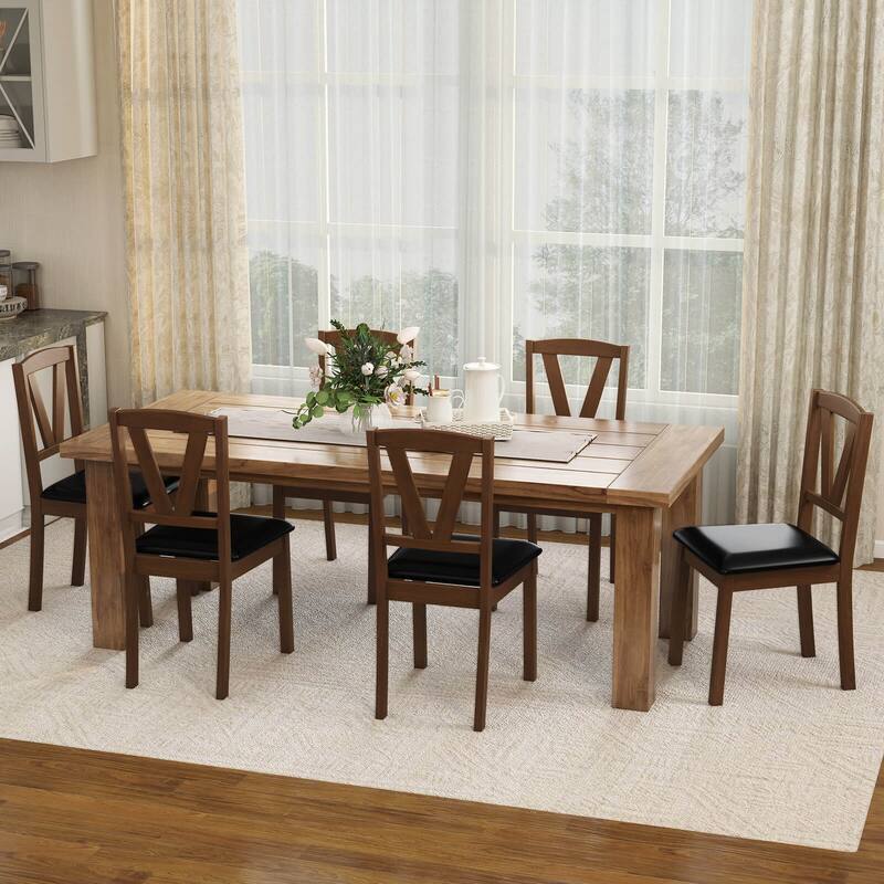 Costway Dining Chairs Set of 2/4 PU Leather Dining Room Chairs with