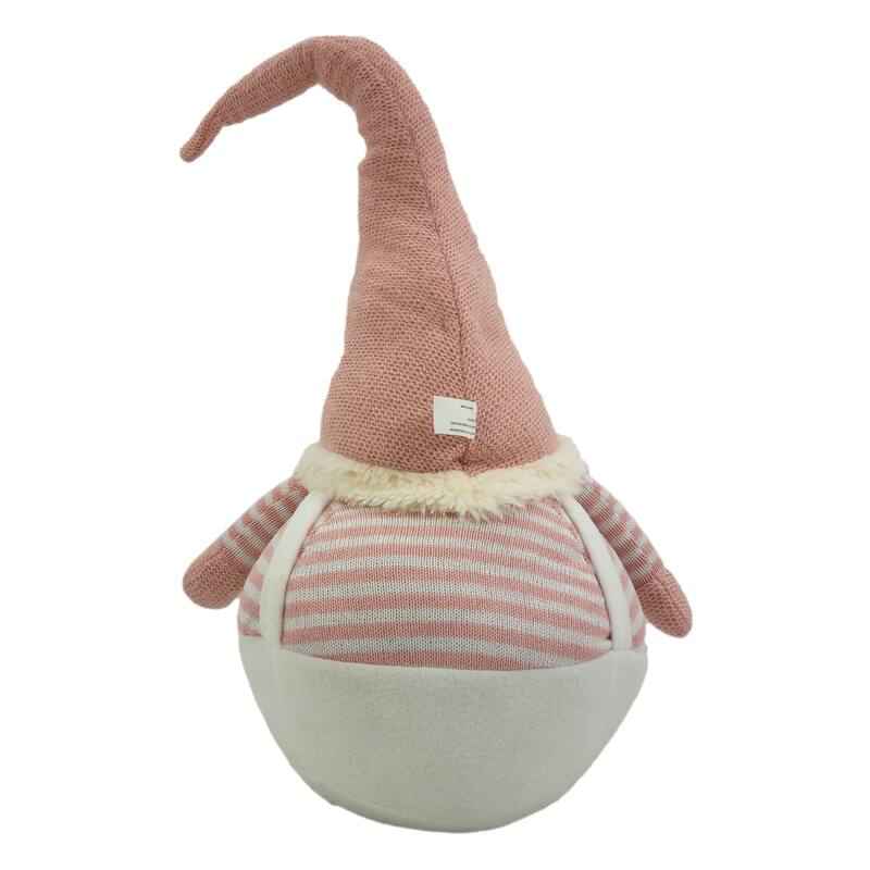 Striped Fat Gnome Christmas Figurine - 27.5" - Pink and White
