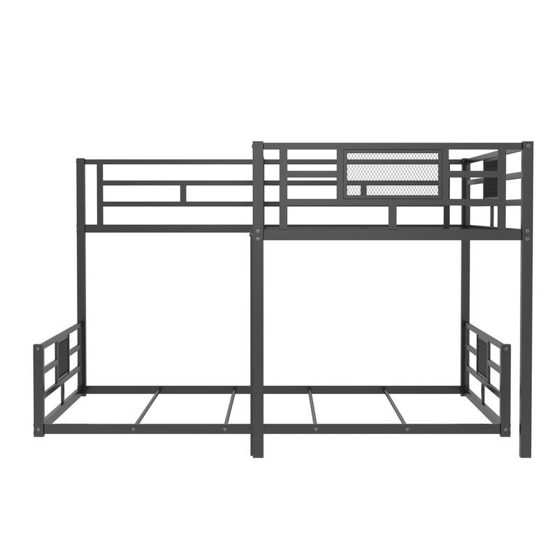 L-Shaped Metal Twin Over Full Floor Bunk Bed Frame