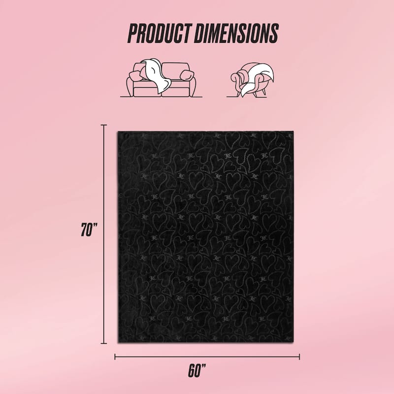 Juicy Couture 60"x70" Embossed Plush Throw Blankets