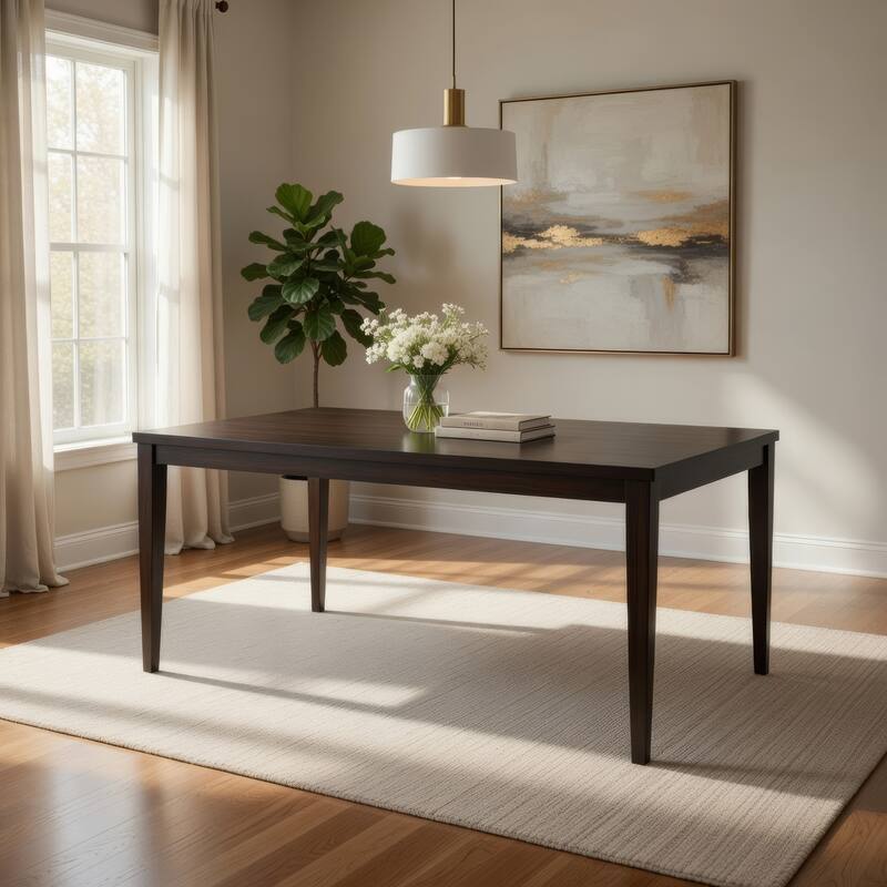 Oline Dining Table, Dark Walnut Brown Wood, Rectangular 72 Inch Top - Walnut Brown