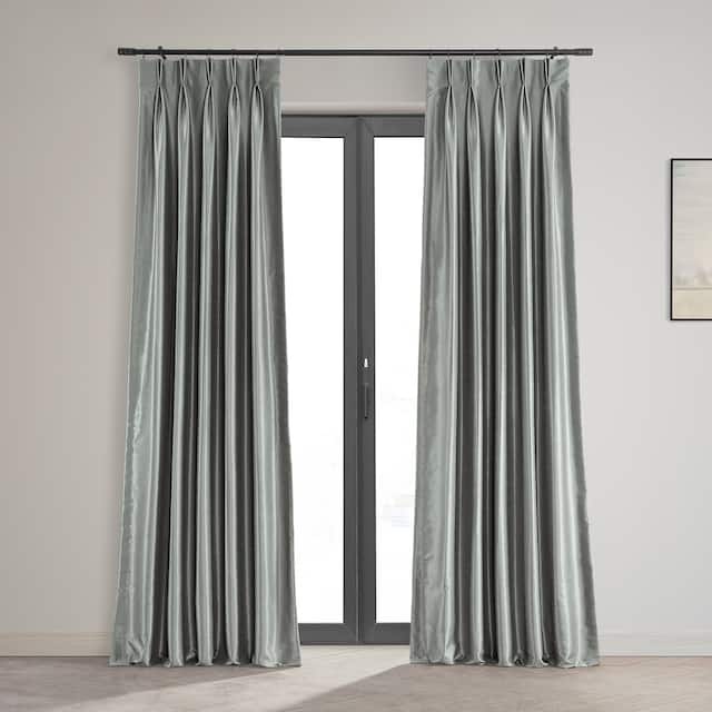Exclusive Fabrics Blackout solid Faux Dupioni Pleated Curtain Panel (1 Panel) - 25 x 108 - Silver