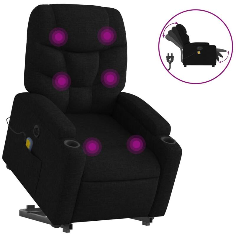 vidaXL Stand up Massage Recliner Chair Light Gray Fabric