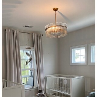 Casandra 4-light Brushed Brass Pendant Crystal Chandelier