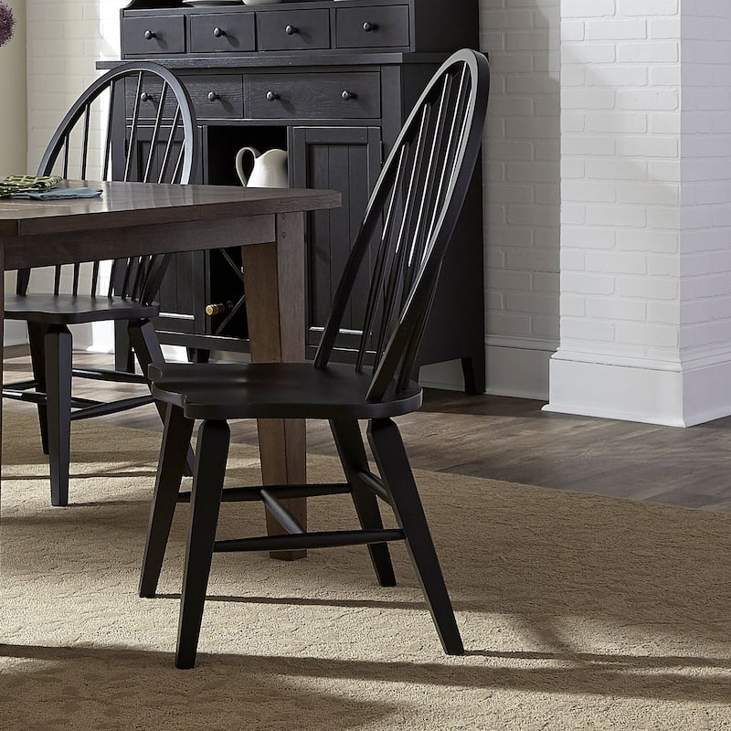 The Gray Barn Hearthstone Ridge Black Windsor Back Side Chair (Set of 2) - Set of 2