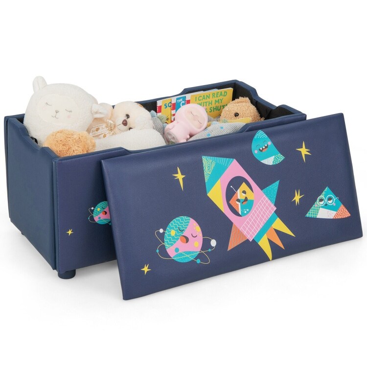 Kids Wooden Upholstered Toy Storage Box with Removable Lid 29.5
