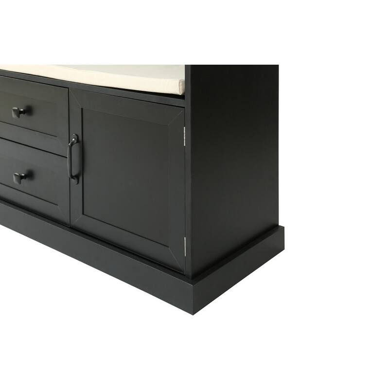 47inch 3-in-1 Hall Tree with Cushion, Entryway Bench