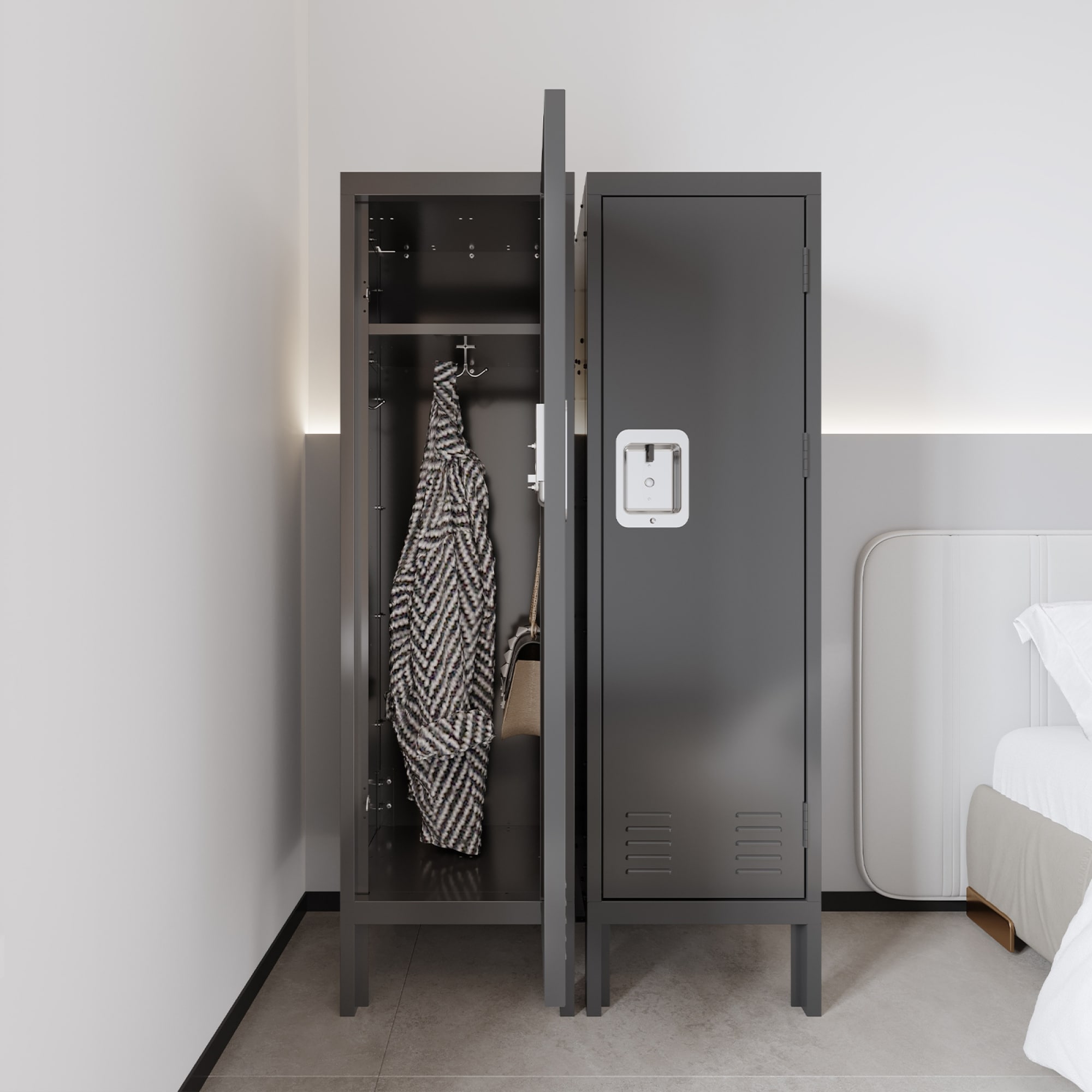Roomfitters 1 Door Tall Metal Storage Locker, Retro Industrial Steel Cabinet for Gym Office or Bedroom