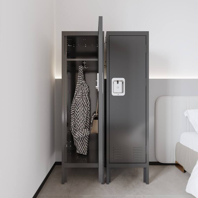 Roomfitters 1 Door Tall Metal Storage Locker, Retro Industrial Steel Cabinet for Gym Office or Bedroom - Grey