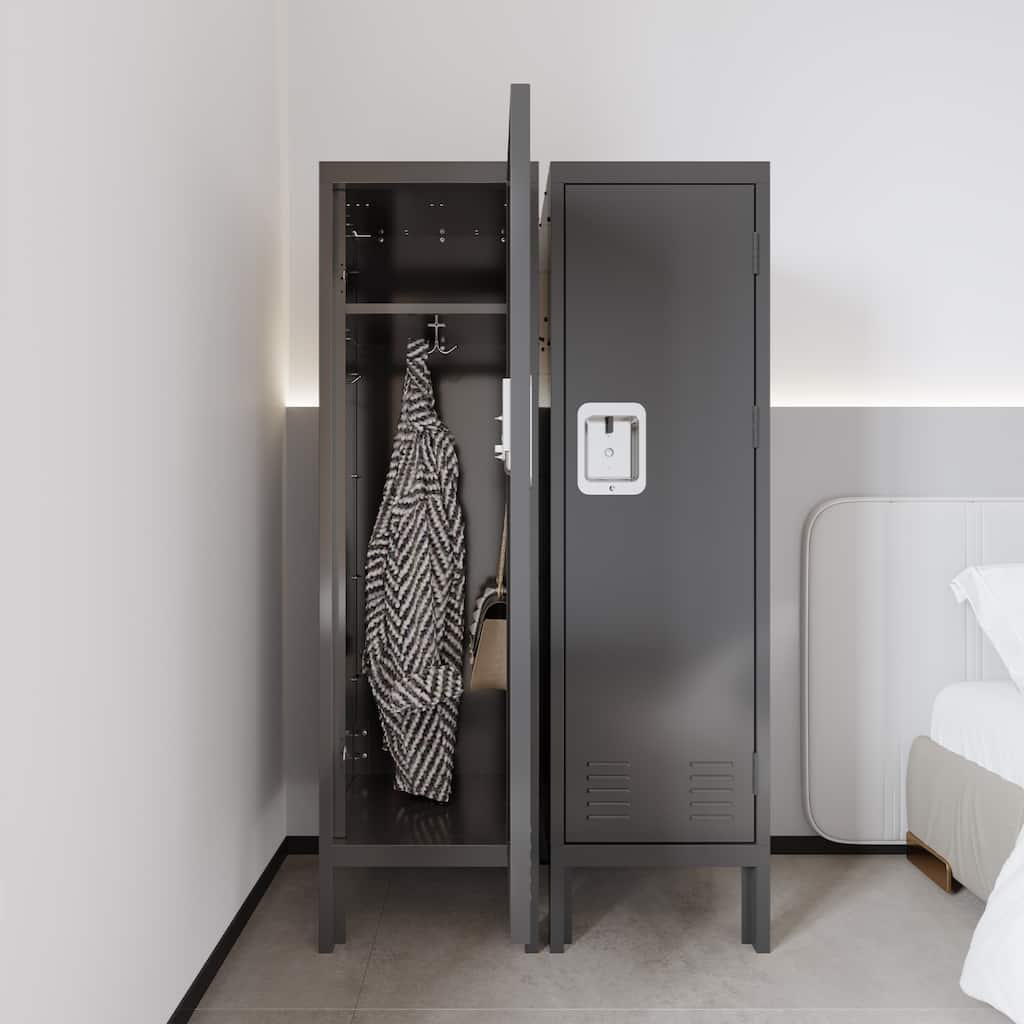 Roomfitters 1 Door Tall Metal Storage Locker, Retro Industrial Steel Cabinet for Gym Office or Bedroom