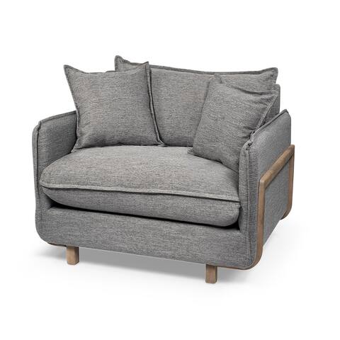 Roy II Castlerock Grey Fabric w/ Light Brown Solid Wood Frame Arm Chair - 43.3"W x 41.7"D x 33"H