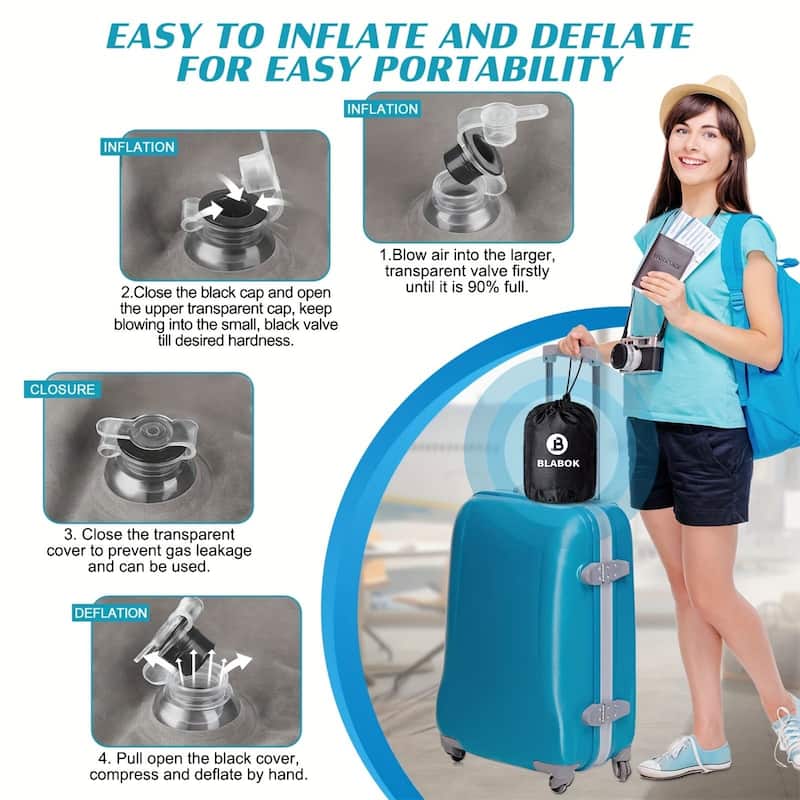Multifunctional Inflatable Leg Lift Pillow, Portable Wedge Pillow with a Storage Bag - Grey