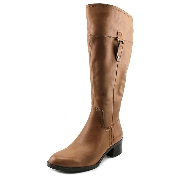 Franco Sarto Lizbeth Wide Calf Women Round Toe Leather Brown Knee High Boot
