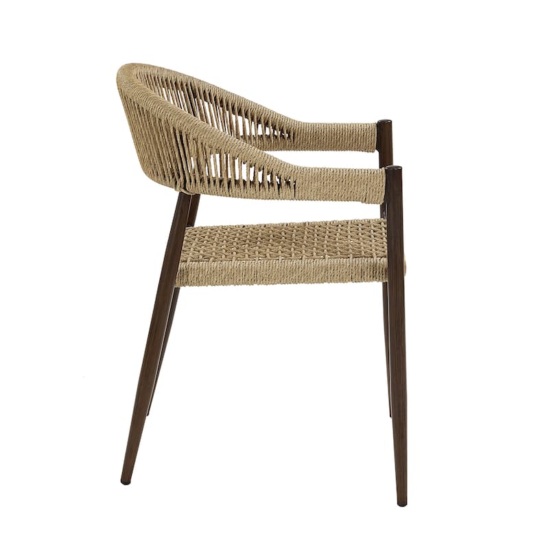 Holcomb Modern Wicker Rope Curved Patio Dining Arm Chair by Furniture of America