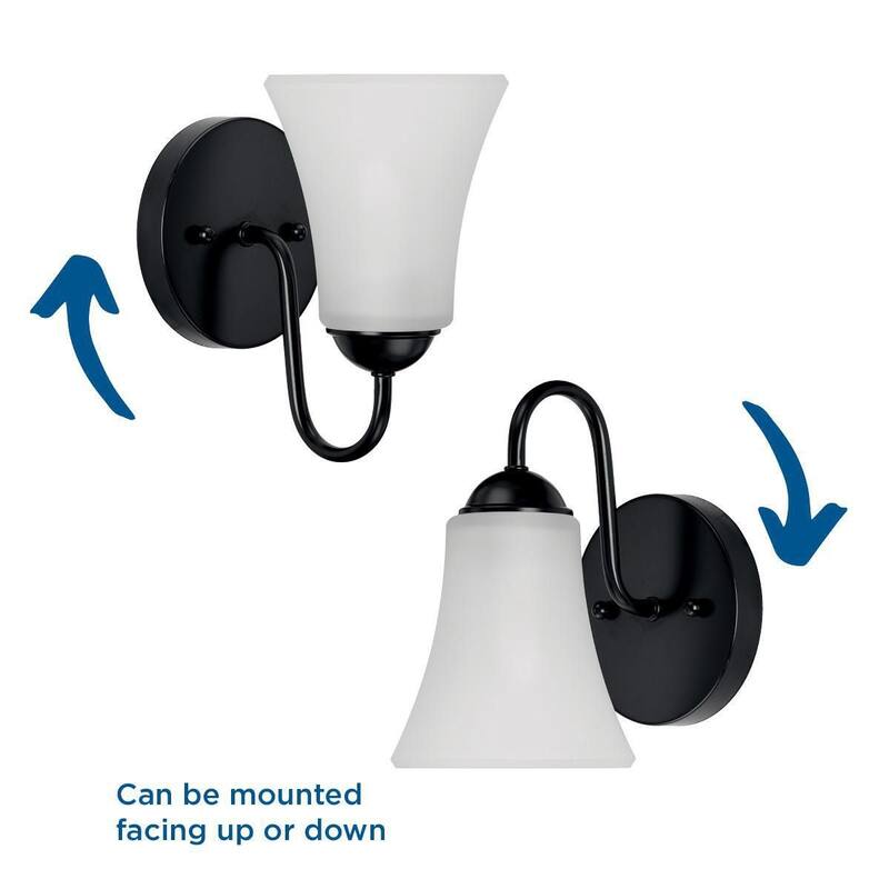 Classic Collection One-Light Matte Black Etched Glass Traditional Bath Vanity Light - 5 in x 7 in x 8 in