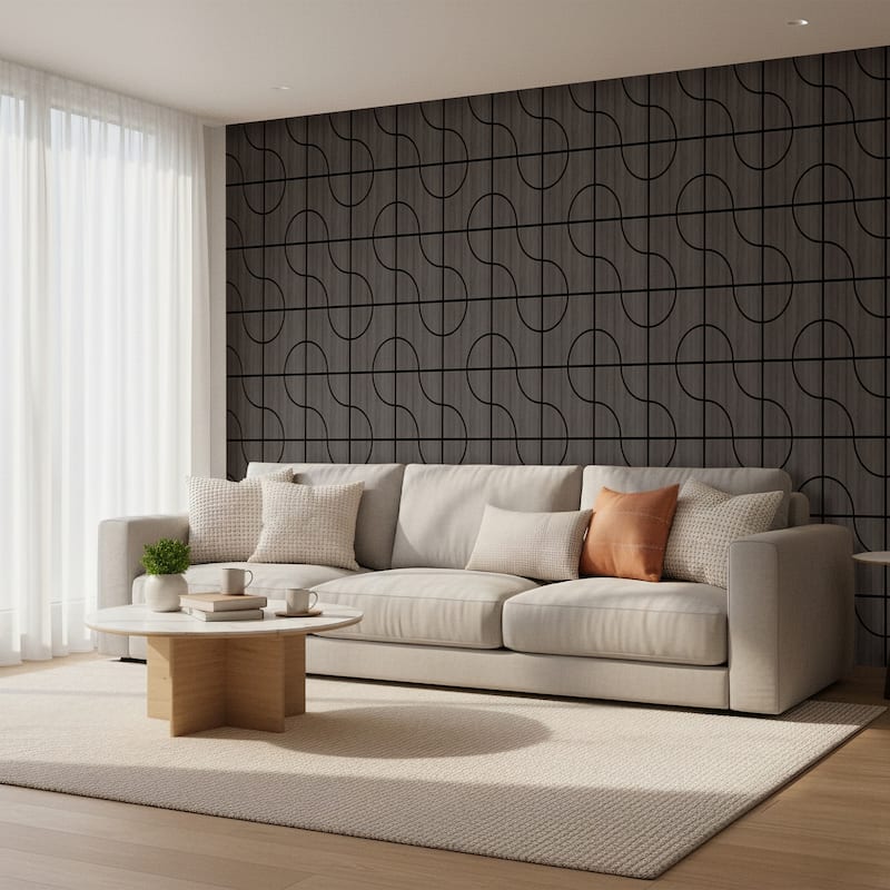 23.6" x 23.6" Wood Acoustic Wall Panels for Ceiling and Wall Decor, 4-Pack (15 sq ft) - Black