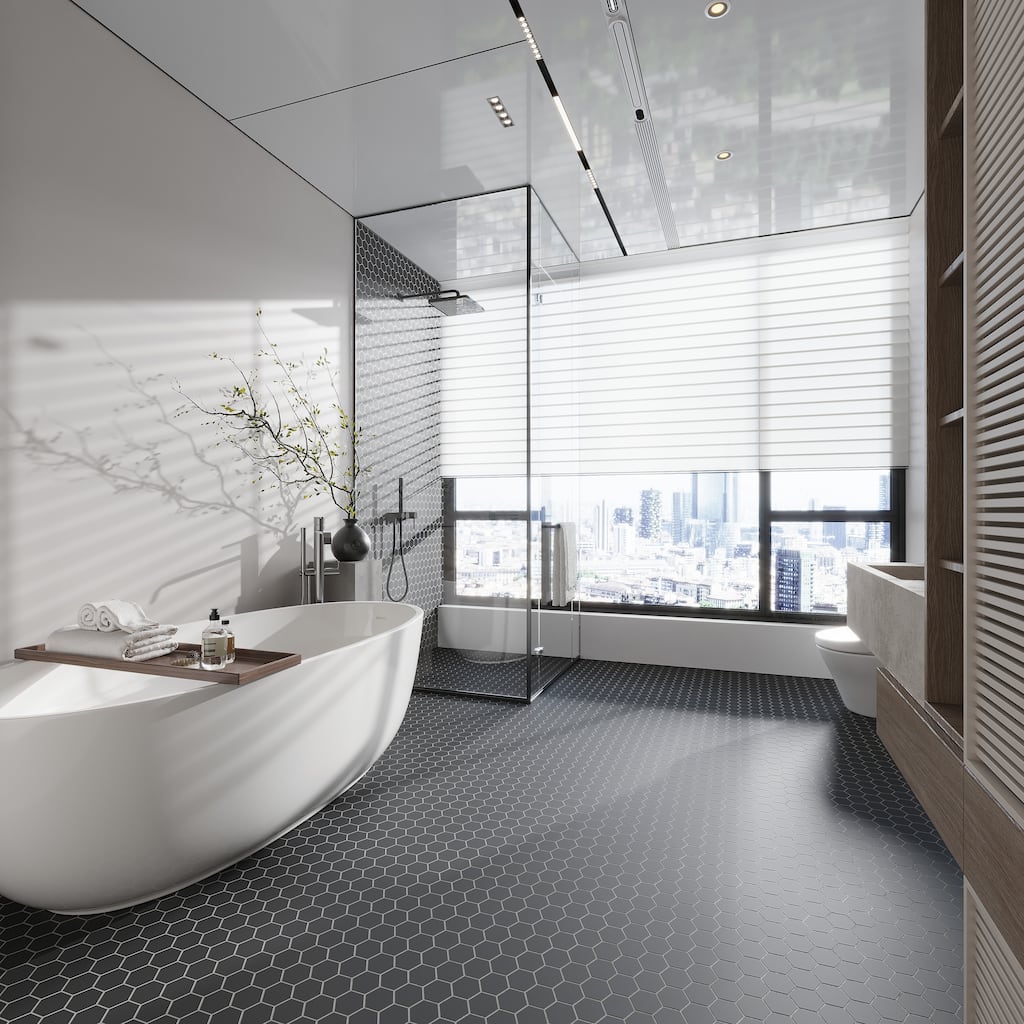 Apollo tile 11" x 11" Cirkel Hex Matte Black Porcelain Tile (8.25 sq ft/case) - 10 Pack