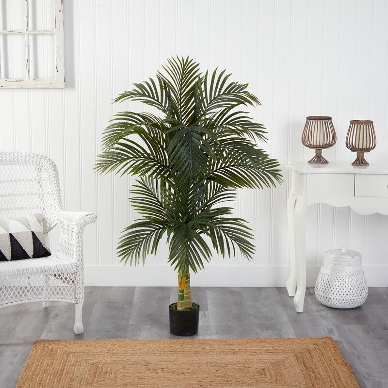 Nearly Natural Double Robellini 5.5-foot Palm Tree UV-resistant - Green