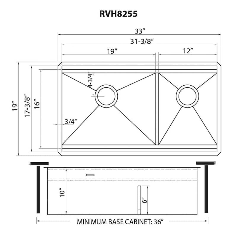 Ruvati 33-inch Workstation Dual Tier Double Bowl Low Divide Undermount 16 Gauge Stainless Steel Kitchen Sink - 33" x 19″