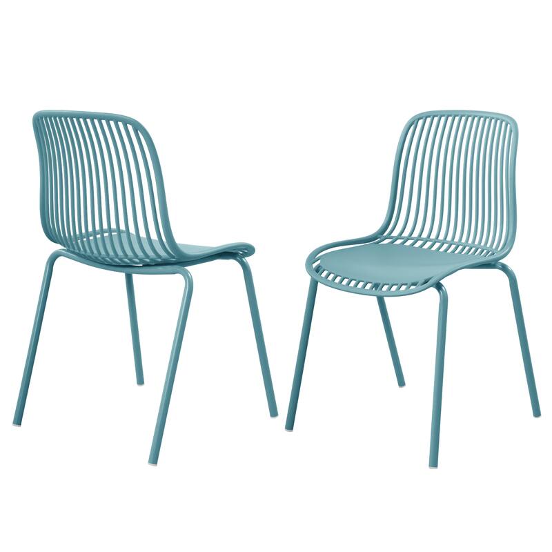 Christopher Knight Home - Eldred Outdoor Weather-Resistant Plastic Dining Chair with Metal Frame