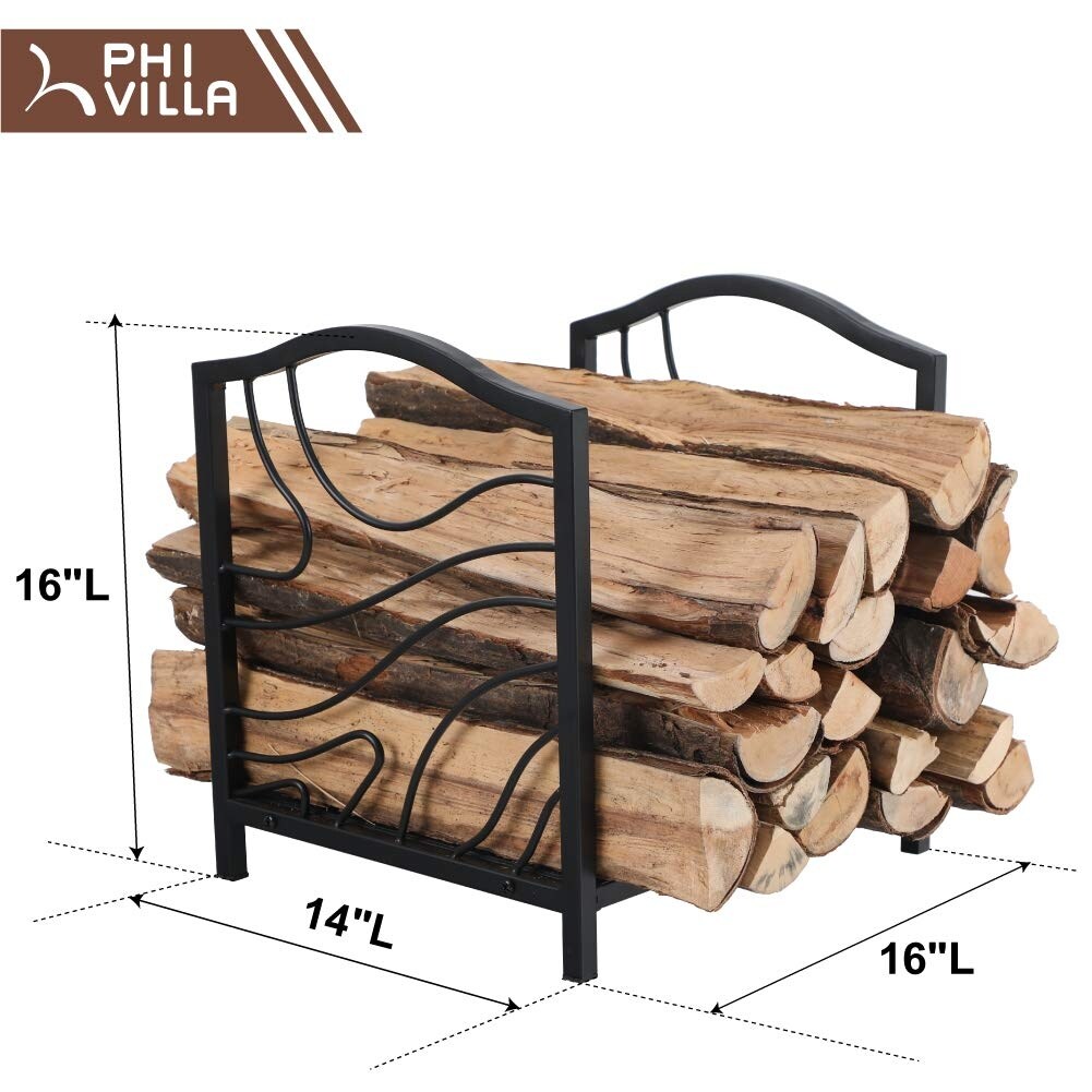 PHI VILLA 16 Inch Firewood Log Rack Decorative Indoor