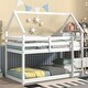 preview thumbnail 15 of 19, Twin over Twin Size Wood Loft Bed with Roof Design, Safety Guardrail and Ladder White