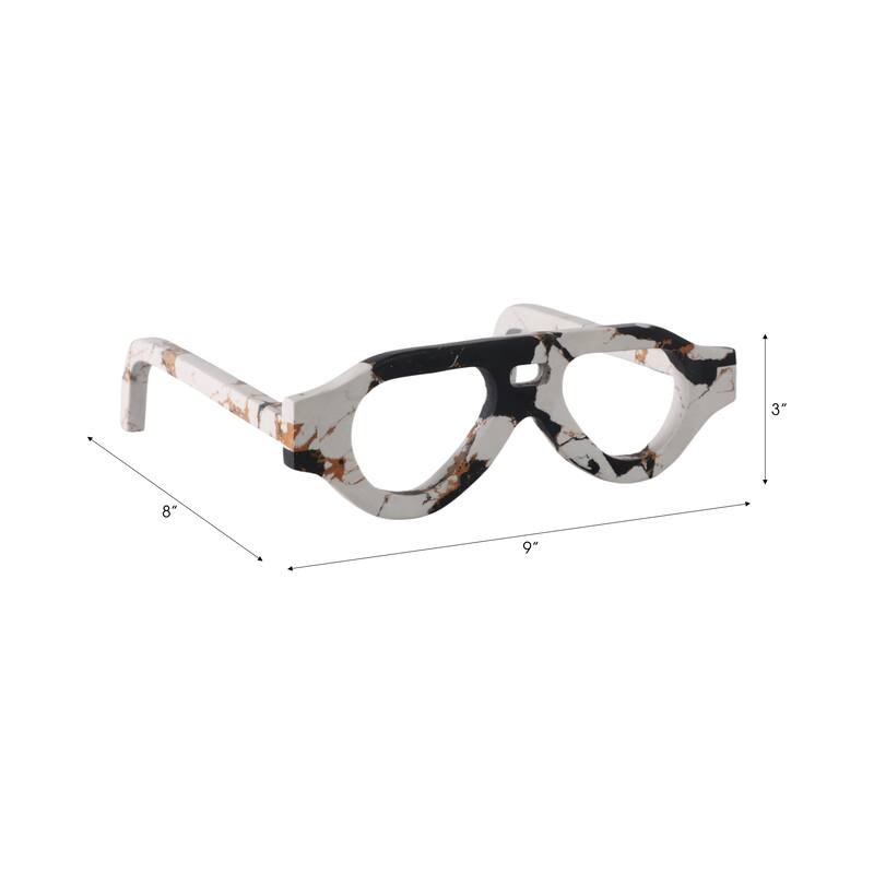 Stone Decorative Eyewear Design Sculpture Trendy Valencia Design - 9" x 8" x 3"